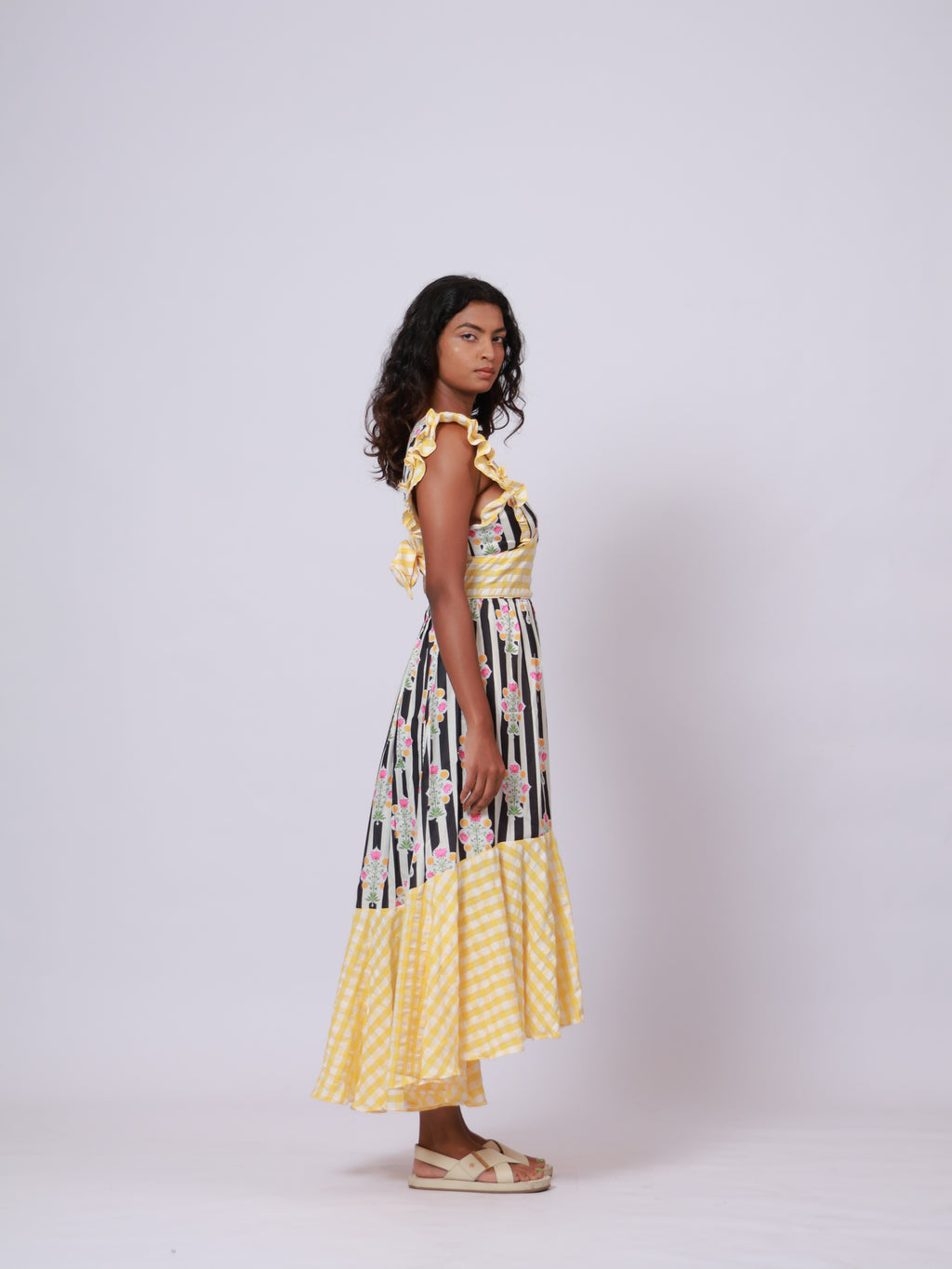 B&W Yellow Ghingham Dress