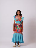 Floral Blue Ghingham Dress