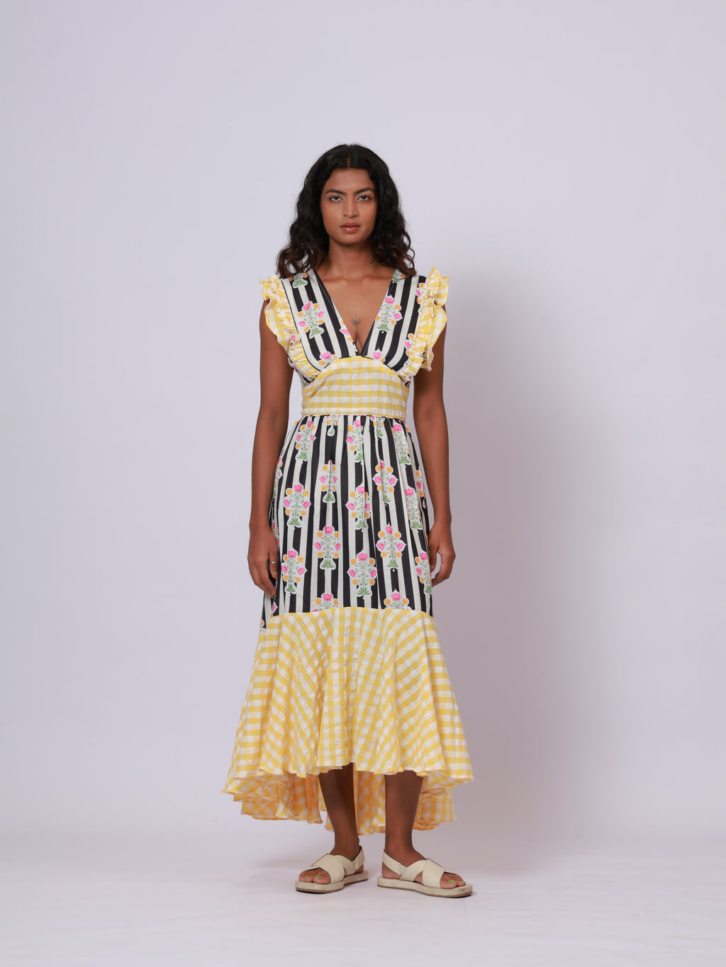 B&W Yellow Ghingham Dress