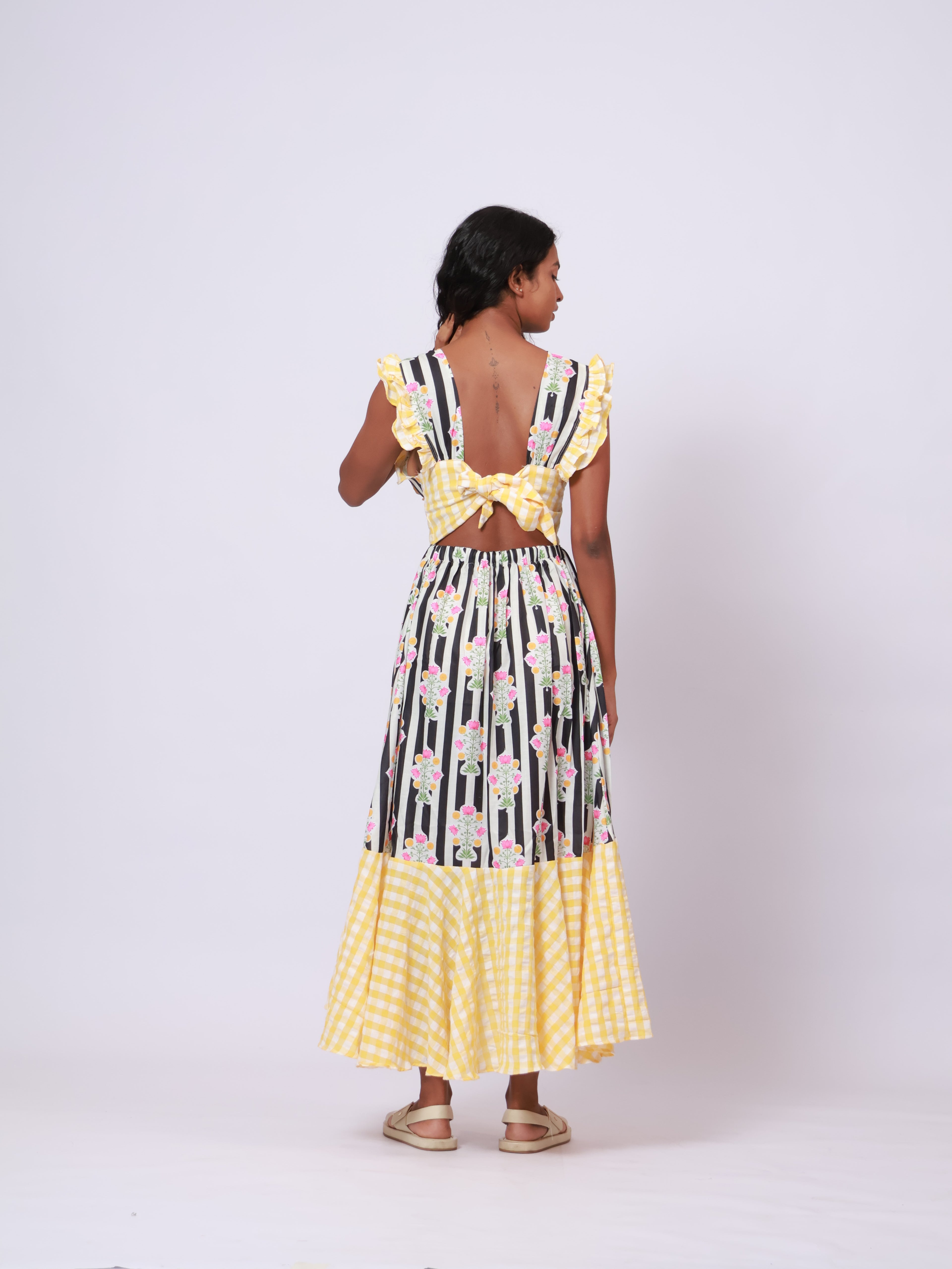 B&W Yellow Ghingham Dress