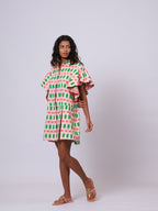 Ruffle sleeve Print dress