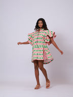 Ruffle sleeve Print dress