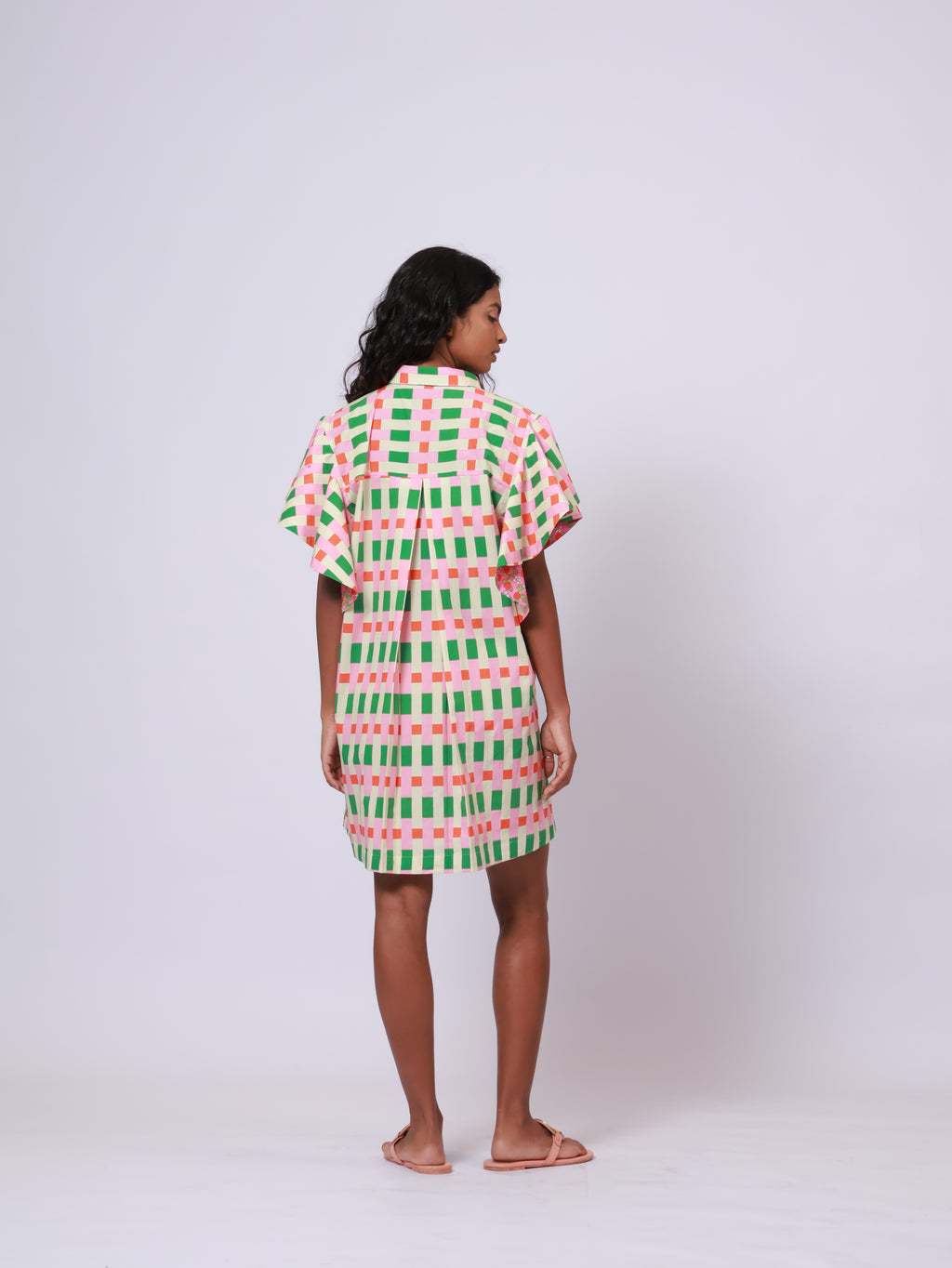 Ruffle sleeve Print dress