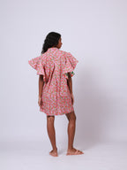 Ruffle sleeve Pink dress