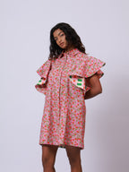 Ruffle sleeve Pink dress