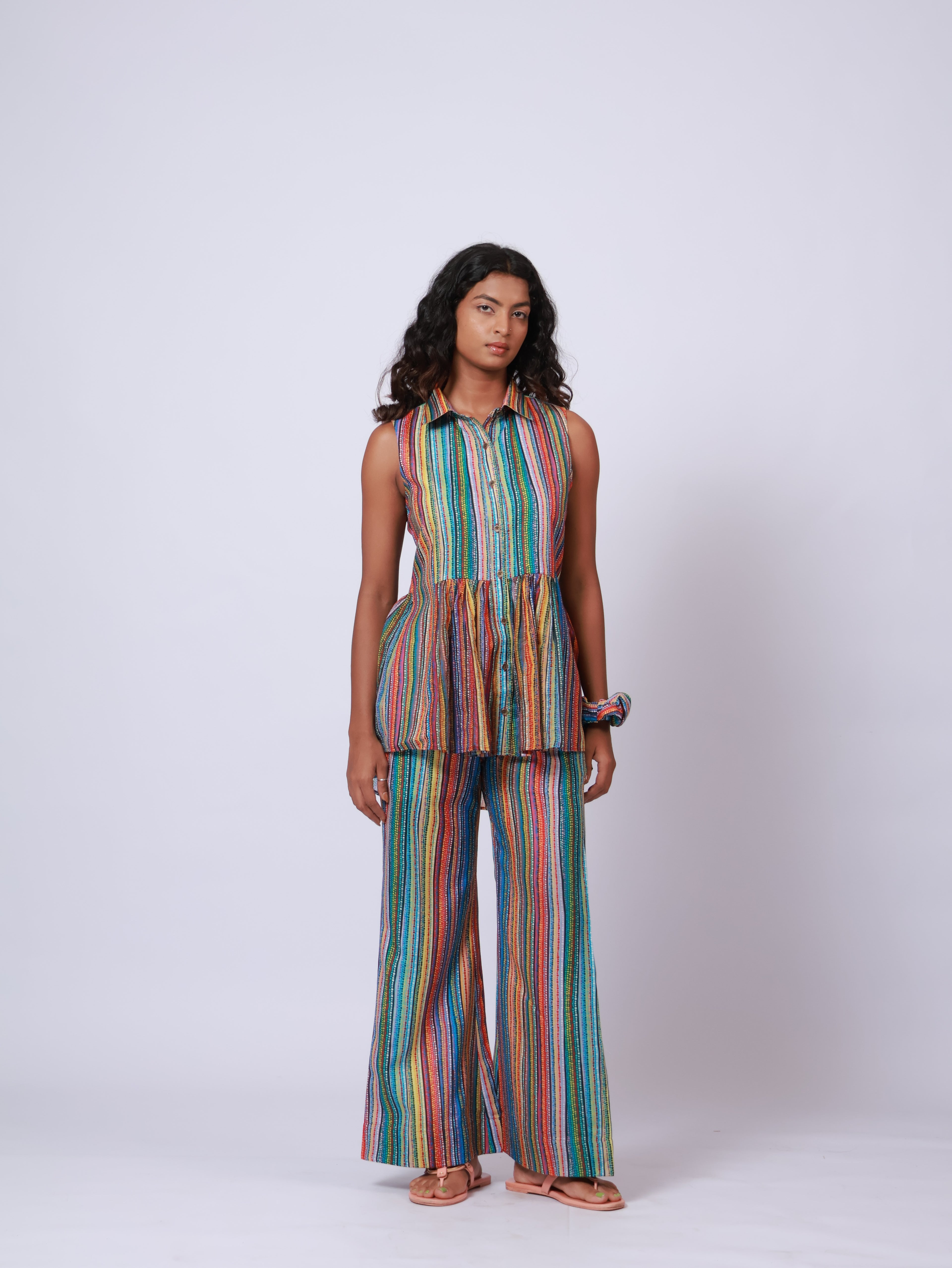 Multi Color sleeveless Co-ord