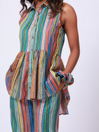 Multi Color sleeveless Co-ord