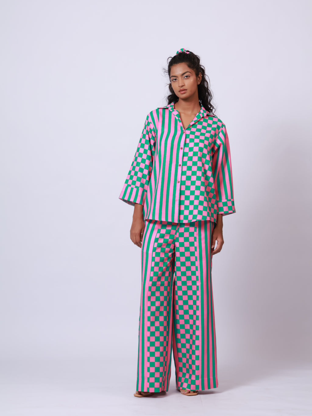 Pink and Green Full sleeves Co-ord
