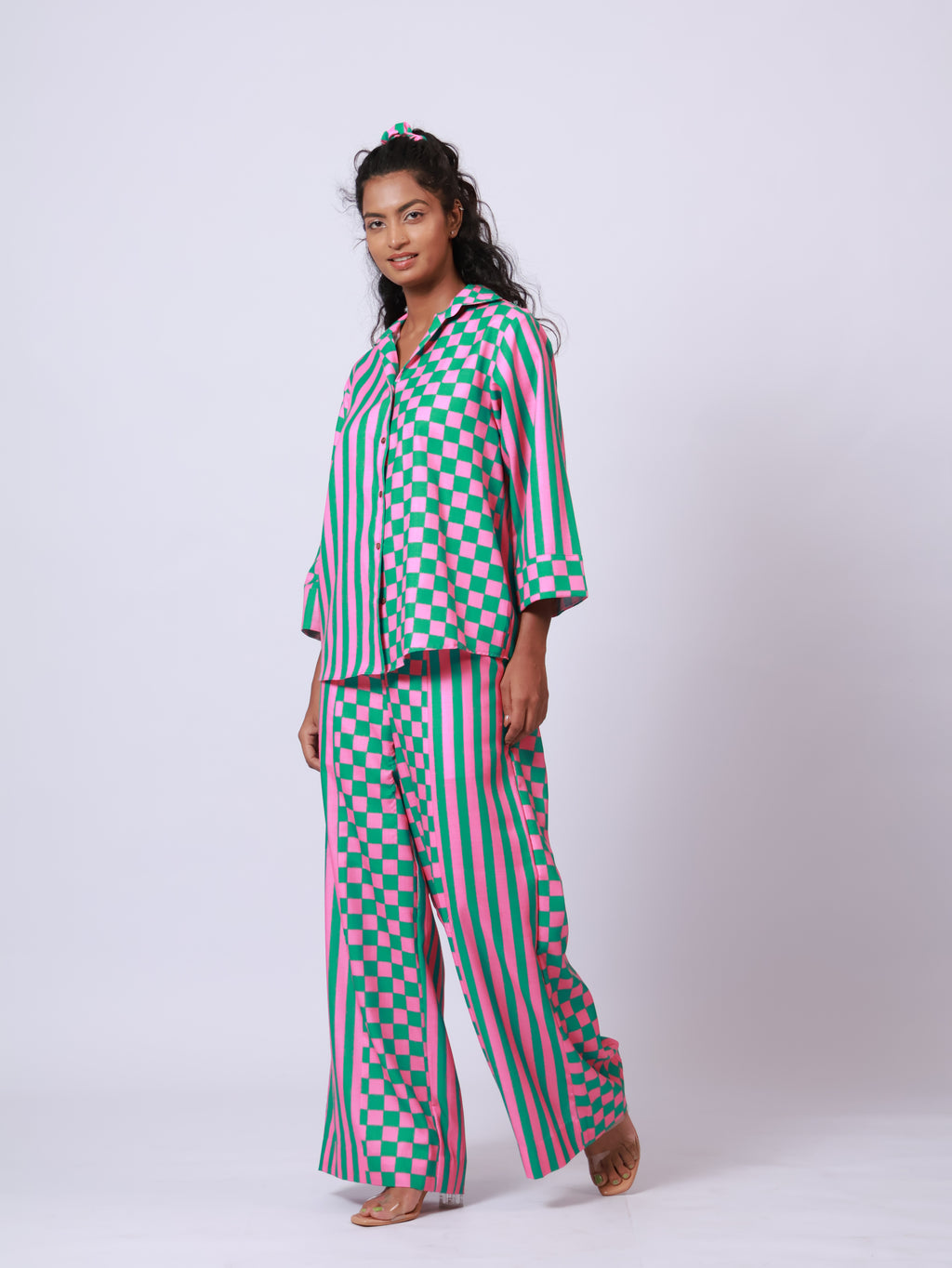 Pink and Green Full sleeves Co-ord