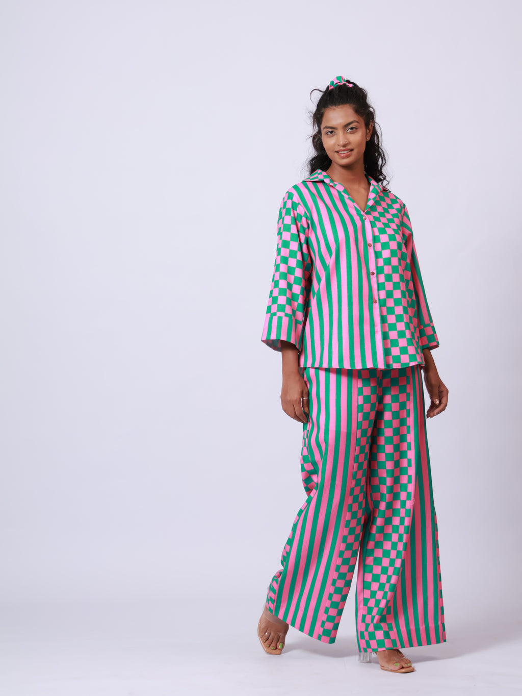 Pink and Green Full sleeves Co-ord