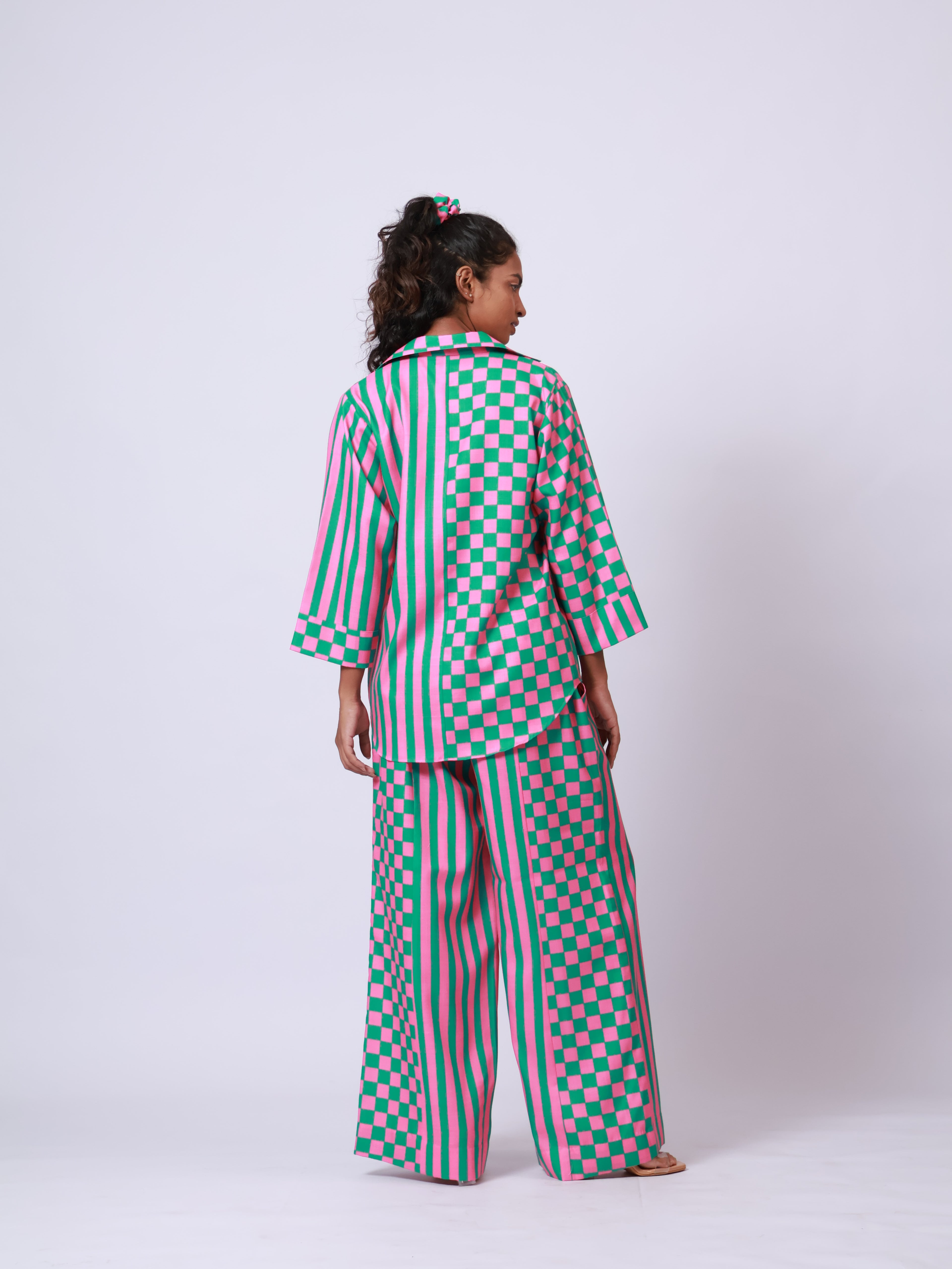 Pink and Green Full sleeves Co-ord