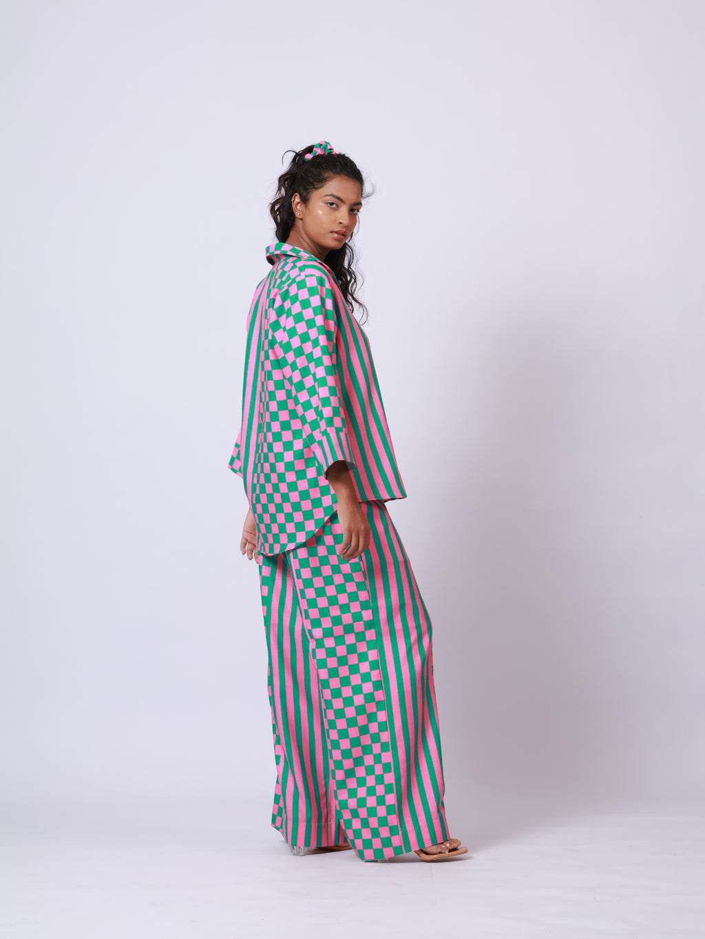 Pink and Green Full sleeves Co-ord