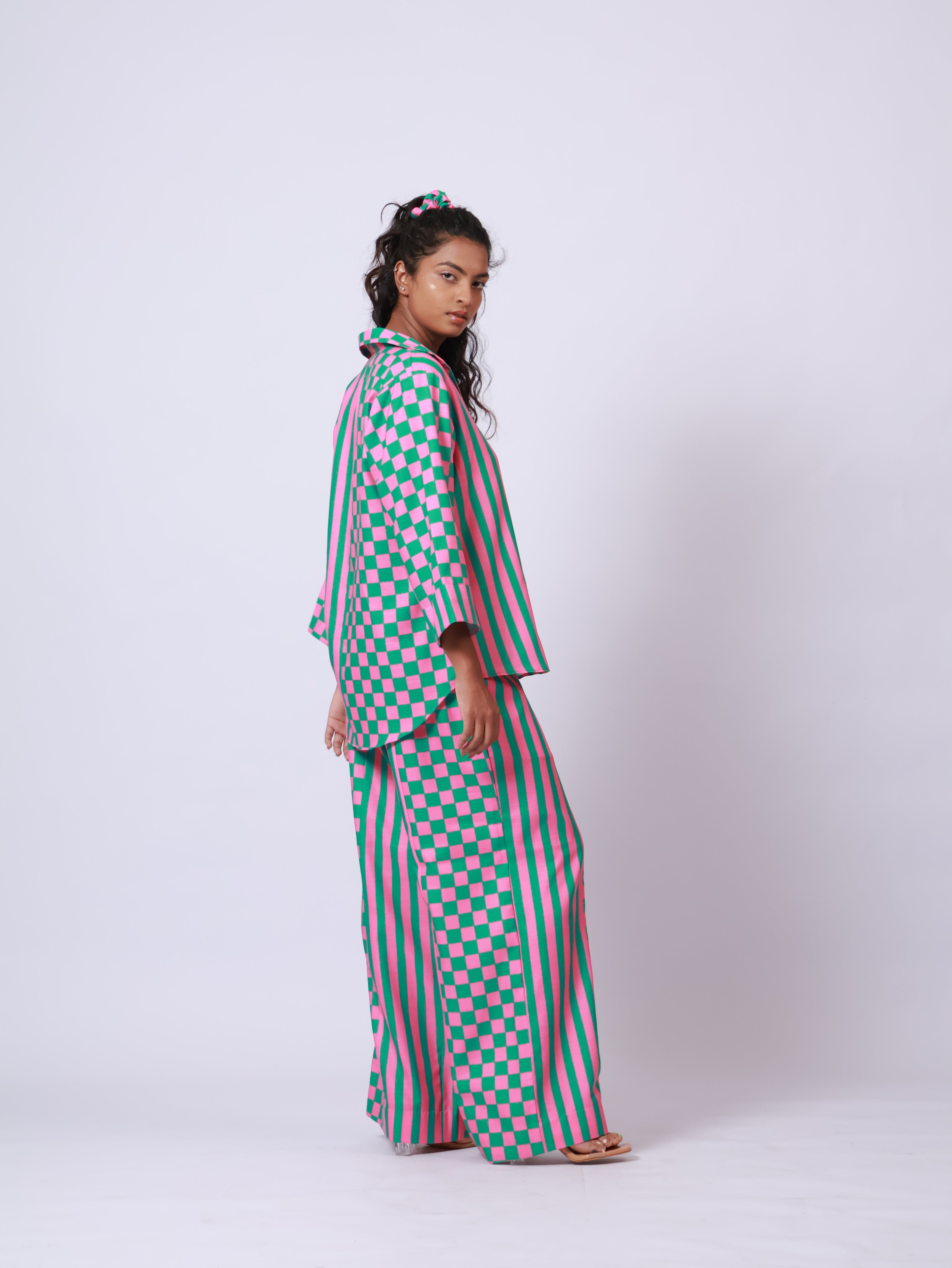 Pink and Green Full sleeves Co-ord