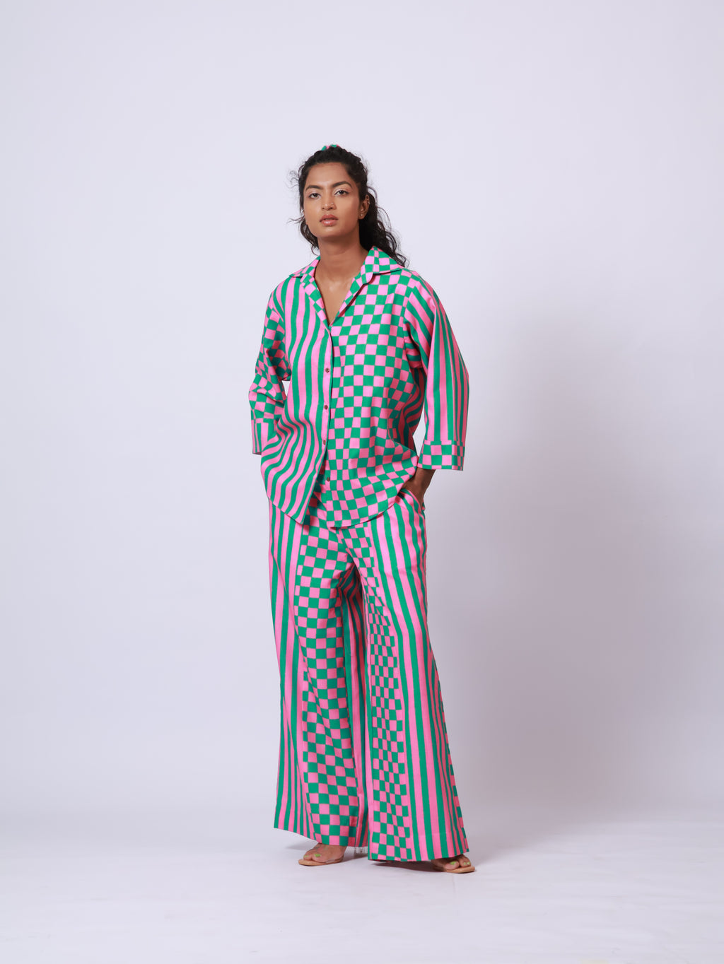 Pink and Green Full sleeves Co-ord