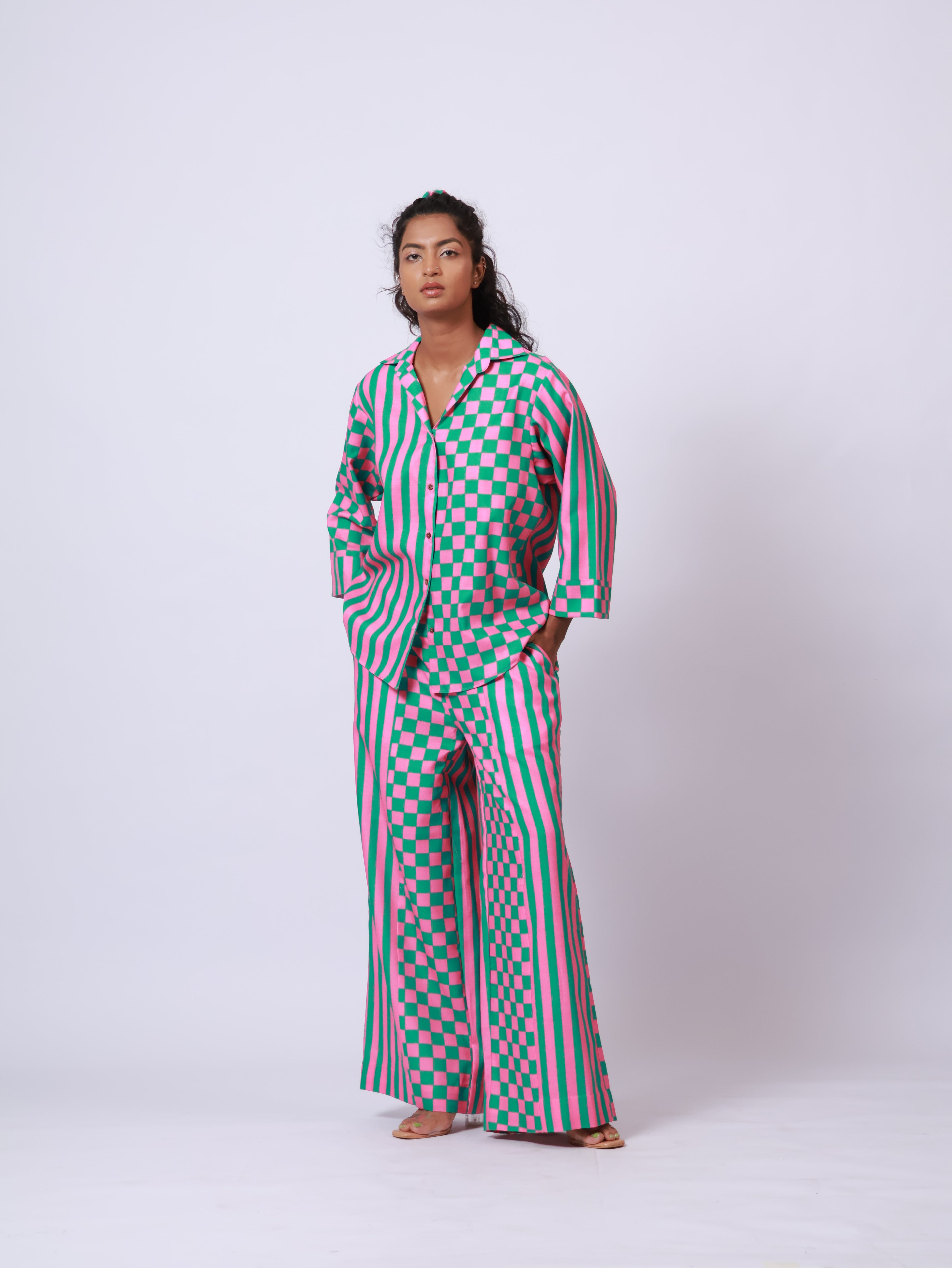 Pink and Green Full sleeves Co-ord