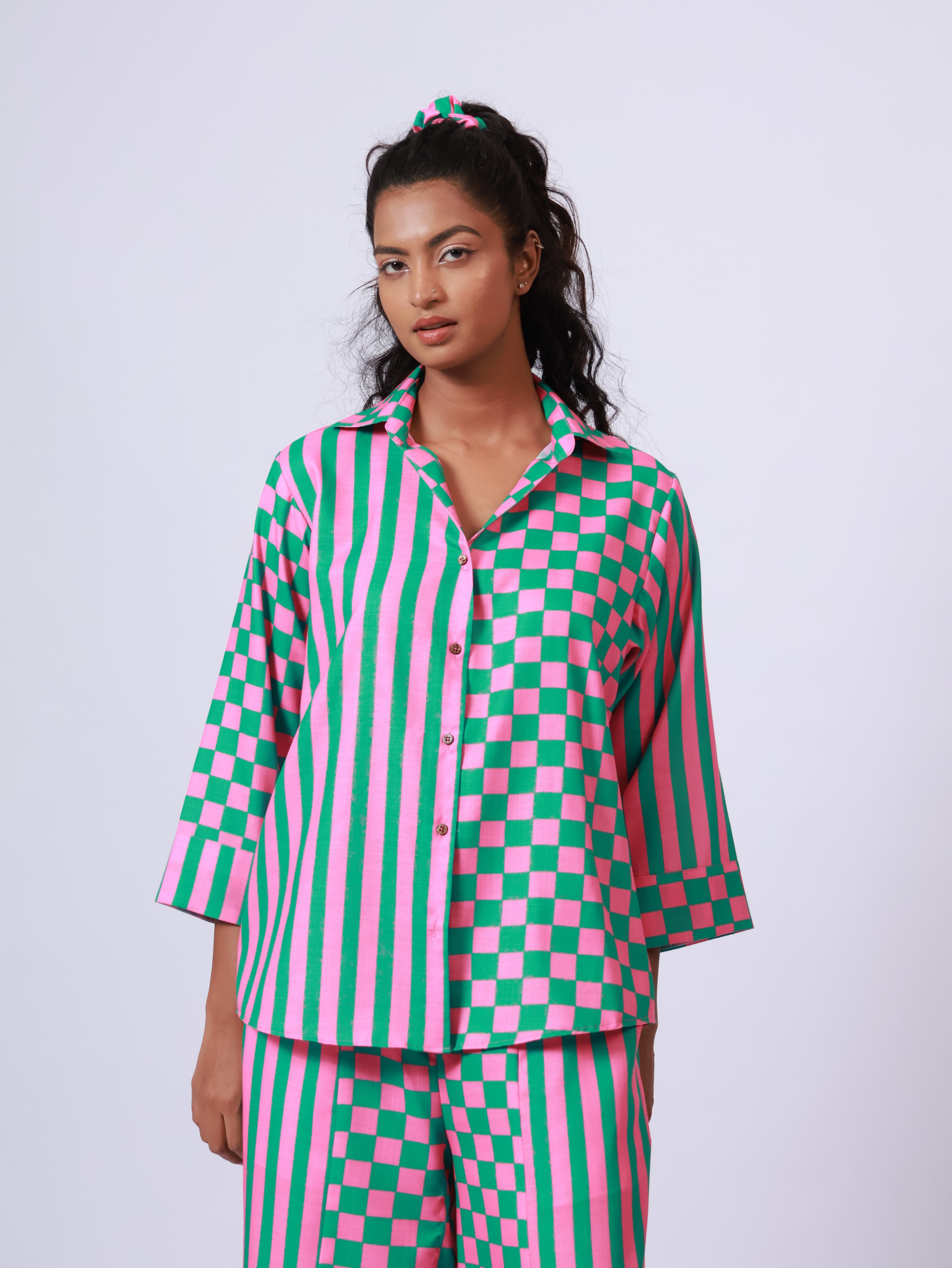 Pink and Green Full sleeves Co-ord