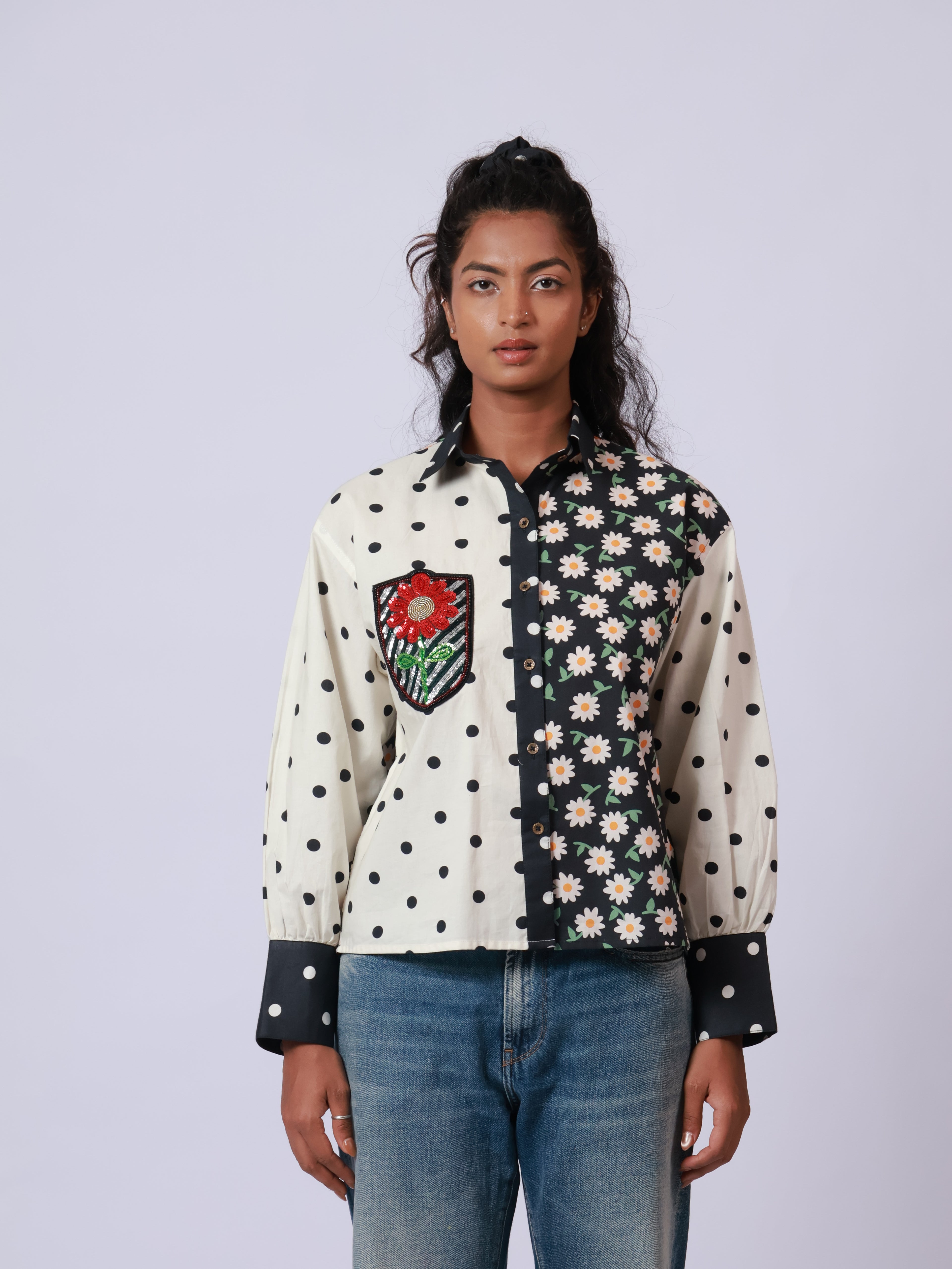 Pocket Full of flowers on white