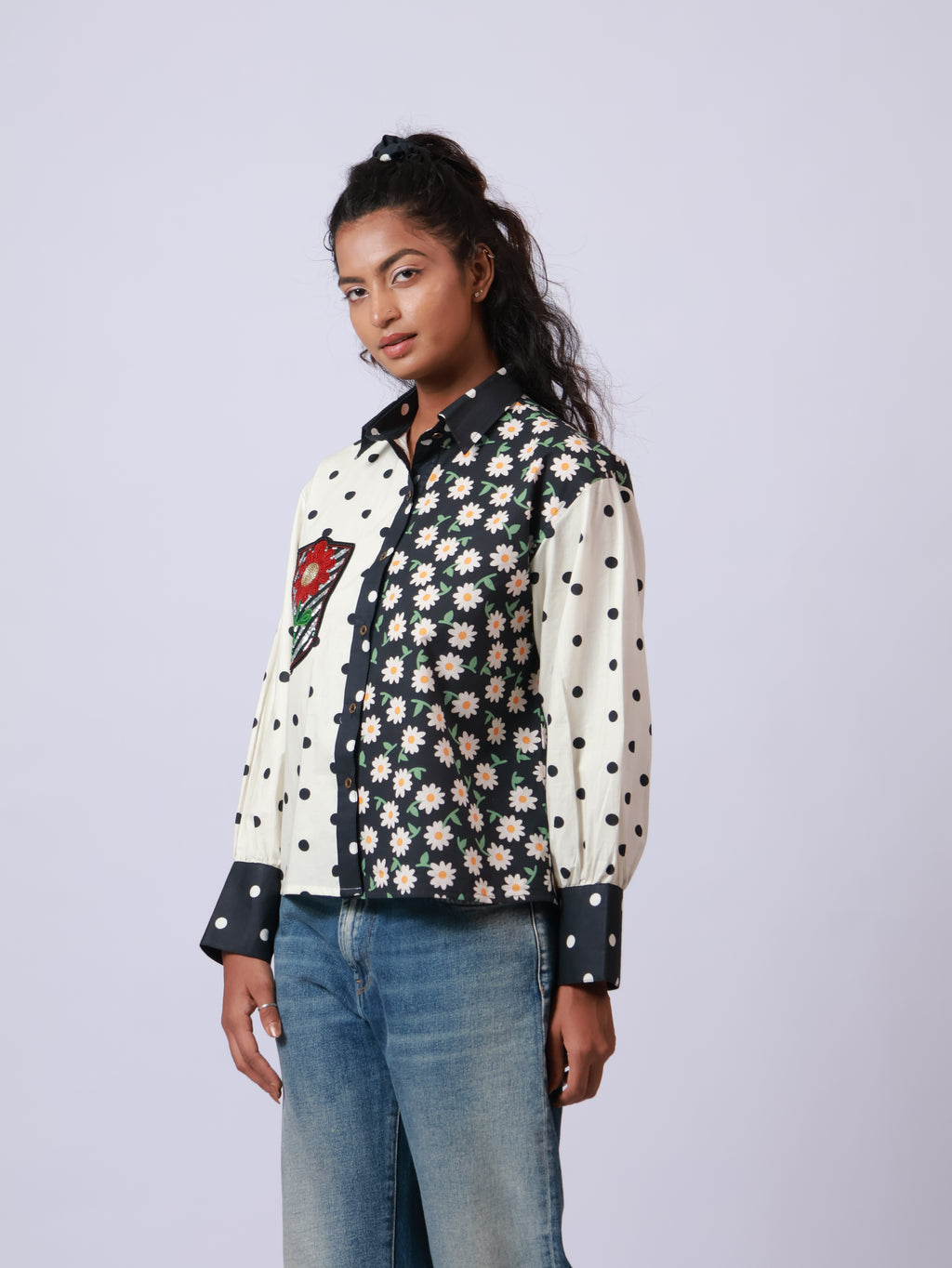 Pocket Full of flowers on white