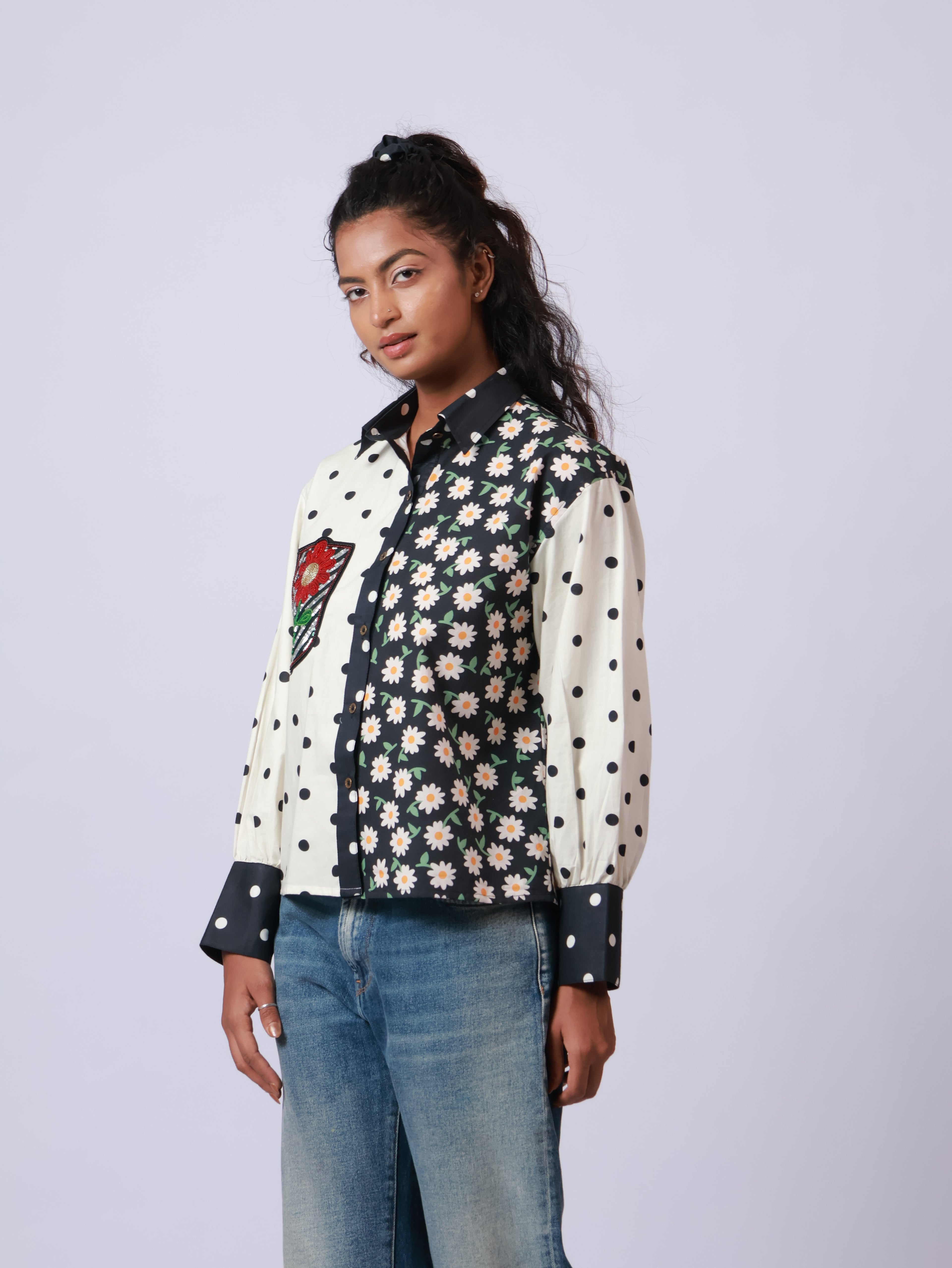 Pocket Full of flowers on white