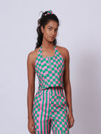Pink and green halter top